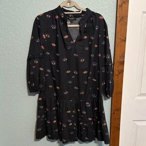 Nicole Miller Black Eye Motif Button-Up Blouse